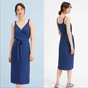 Everlane Japanese GoWeave Tank Wrap Midi Dress Vivid Blue Navy
